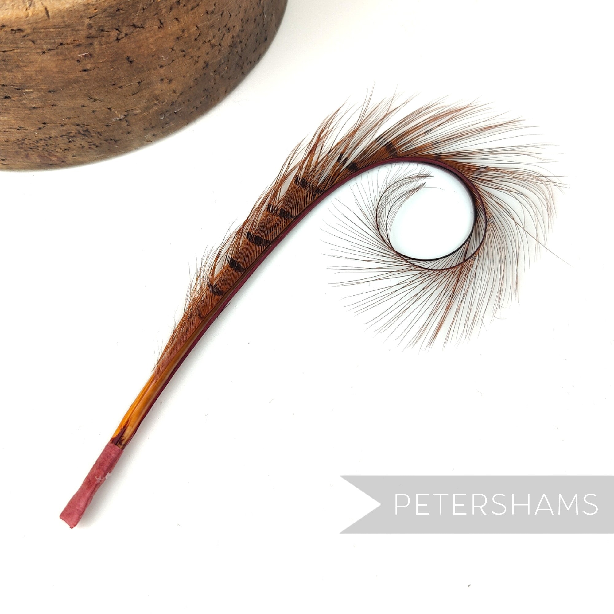 Double Burnt, Curled & Dyed Pheasant Feather Hat Mount