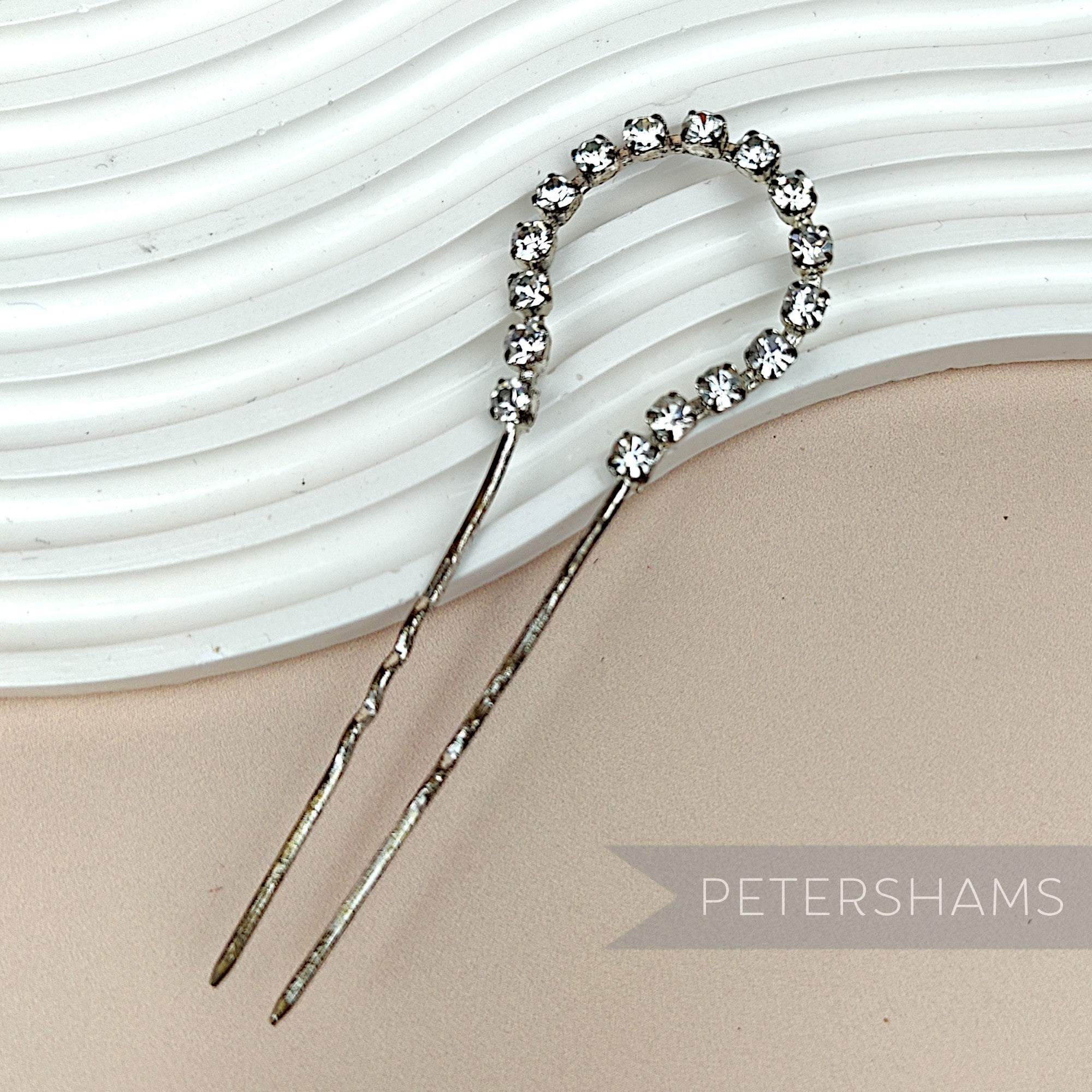 Vintage 1980's Round Diamante Metal Hairpin