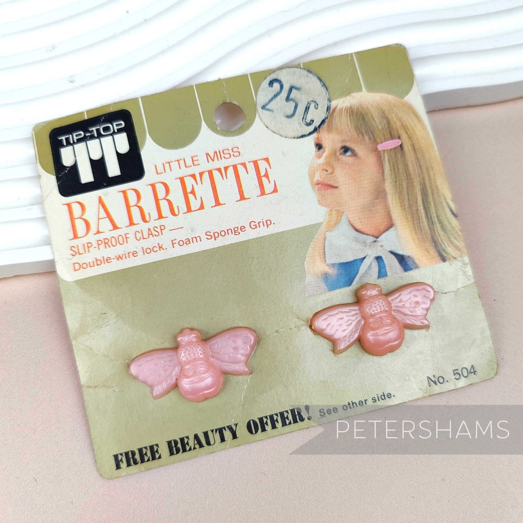 'Tip-Top' Vintage 1950/60's 'Little Miss' Bee Barrettes - Set of 2