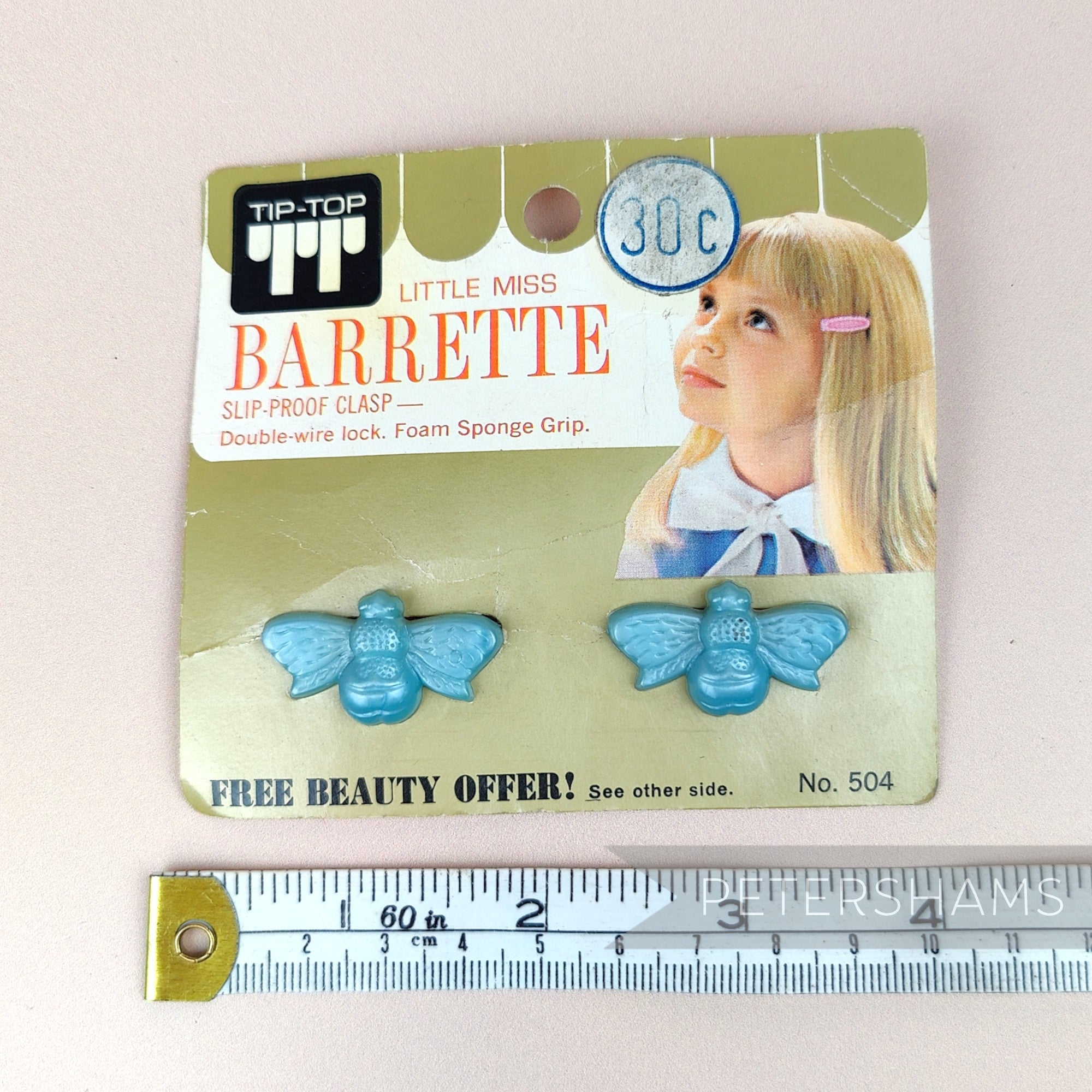 'Tip-Top' Vintage 1950/60's 'Little Miss' Bee Barrettes - Set of 2