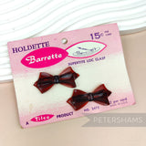 'Holdette' 1950/60's Pair of Hair Barrette Clips - Bows