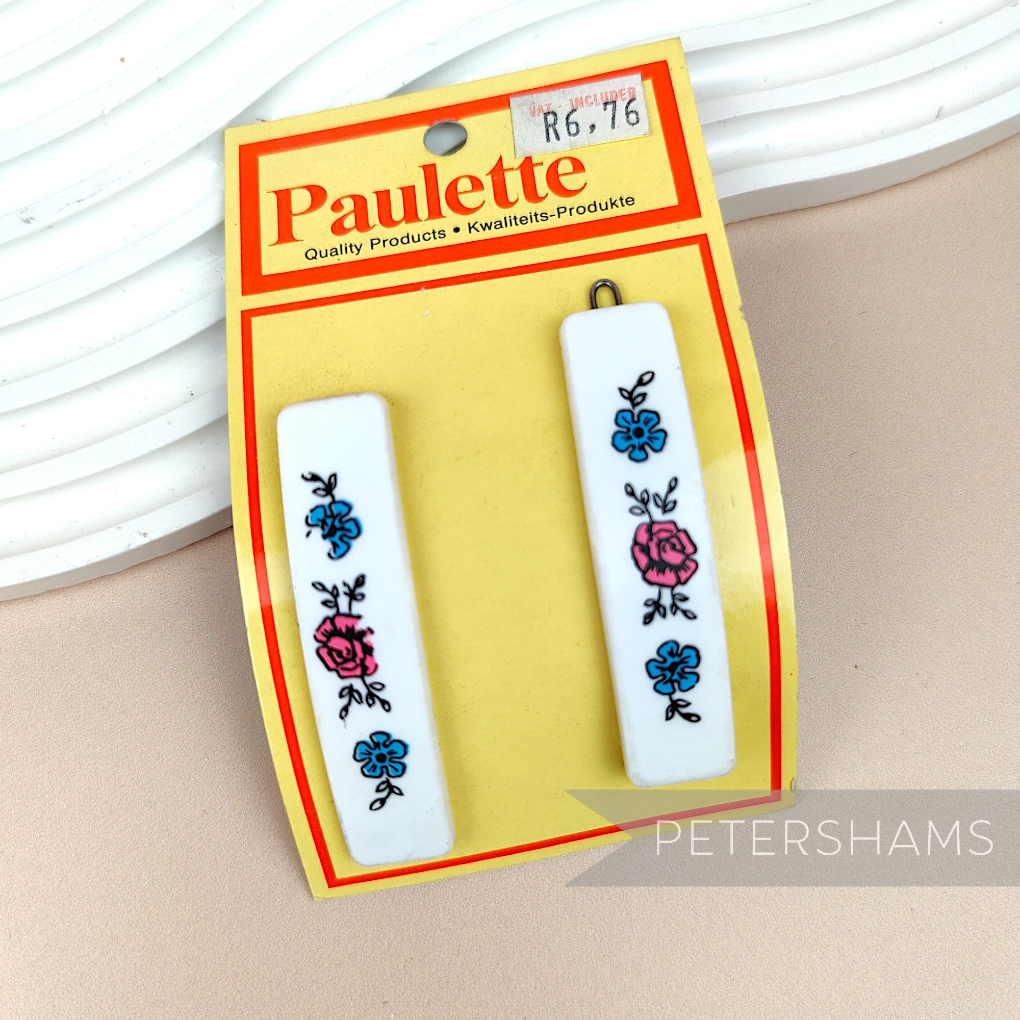 'Paulette' 1960/70's Dainty Floral Hair Barrettes - Set of 2