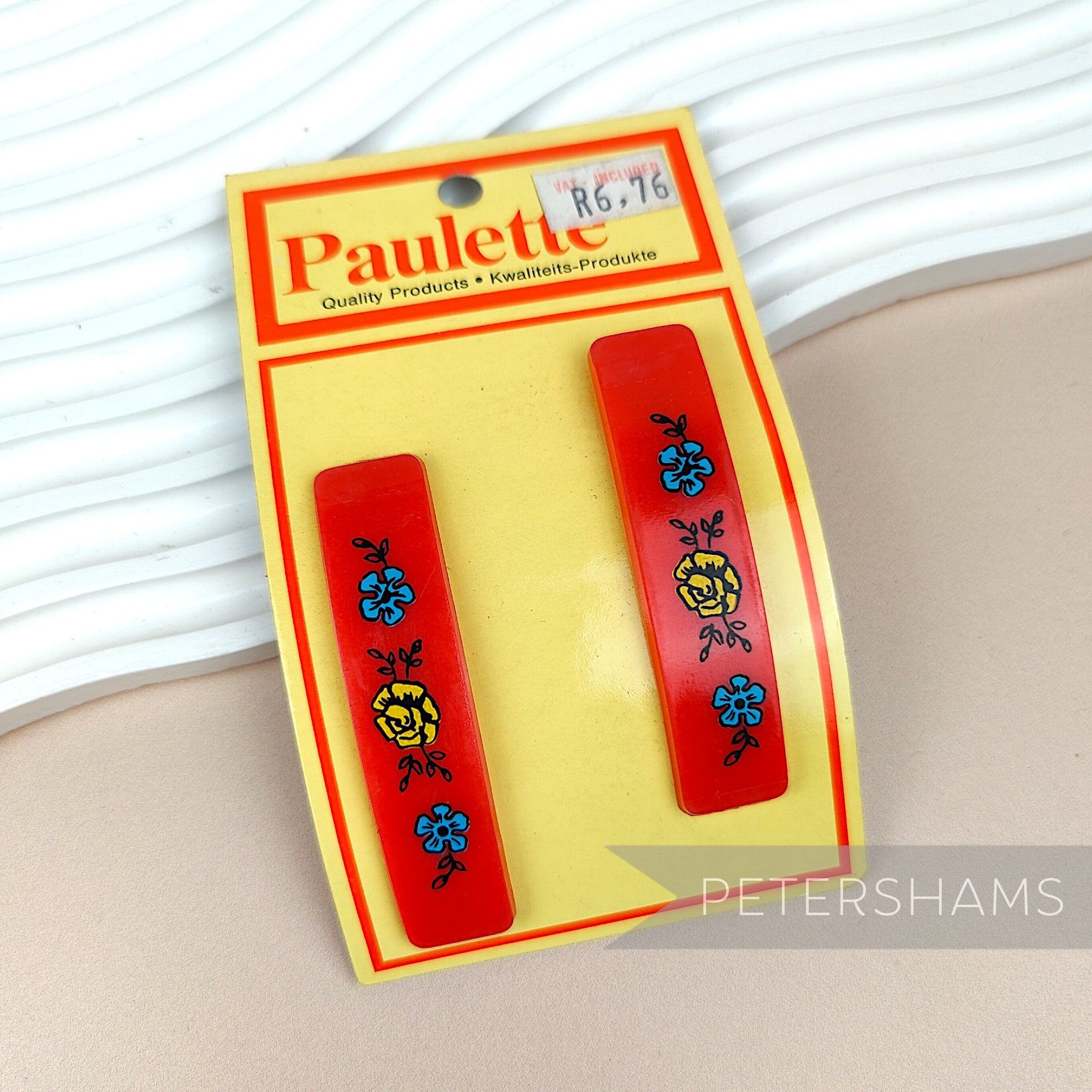 'Paulette' 1960/70's Dainty Floral Hair Barrettes - Set of 2