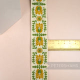 Vintage 1960's Embroidered Woven Cotton Floral Pattern Trim - 1m