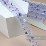 Metallic Folded Triangle Sequin Organza Trim with Beads - 1m