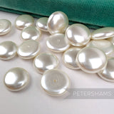 18mm White Pearlescent Vintage 'Bouton' Acrylic Flat Back Faux Pearls - 36 Pieces