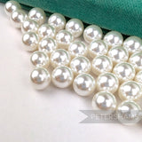 10mm White Vintage Acrylic No-Hole Round Faux Pearls - 72 Pieces