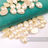 18x13mm Vintage Warm Ivory Pearlescent Flatback Oval Faux Pearls - 36 Pieces