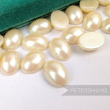 18x13mm Vintage Warm Ivory Pearlescent Flatback Oval Faux Pearls - 36 Pieces