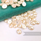 12x10mm Vintage Warm Ivory Pearlescent Flatback Oval Faux Pearls - 72 Pieces