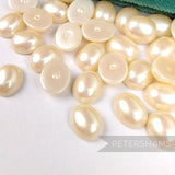 12x10mm Vintage Warm Ivory Pearlescent Flatback Oval Faux Pearls - 72 Pieces