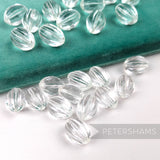 21x15mm Vintage Clear Ridged Oval Beads - 24 Pieces