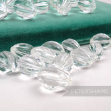 21x15mm Vintage Clear Ridged Oval Beads - 24 Pieces