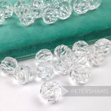 18mm Vintage Clear Ridged Round Beads - 24 Pieces