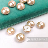 16mm Vintage Champagne 'Baroque' Textured Flatback Faux Pearls - 12 Pieces