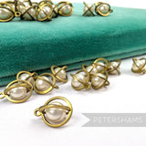 14mm Vintage Brass Cage Encased Pearls - 24 Pieces