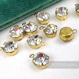 Vintage 1980's Super Shiny Crystals in Brass Cases  - 24 Pieces