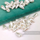 20x10mm Vintage Off White Acrylic 1- Hole Faux Pearl Teardrops - 36 Pieces