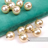 18mm Vintage Champagne Acrylic Faux Pearls with Metal Loop - 12 Pieces