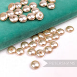 12mm Vintage Champagne 'Bouton' Low Rounded Dome Faux Pearls - 36 Pieces