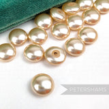 12mm Vintage Champagne 'Bouton' Low Rounded Dome Faux Pearls - 36 Pieces