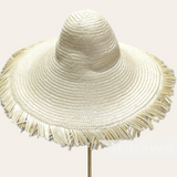 Fringed Faux Straw Herringbone Capeline Hat Body - 13"