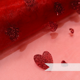 85cm Glitter Heart Shimmer Organza Fabric - 1m