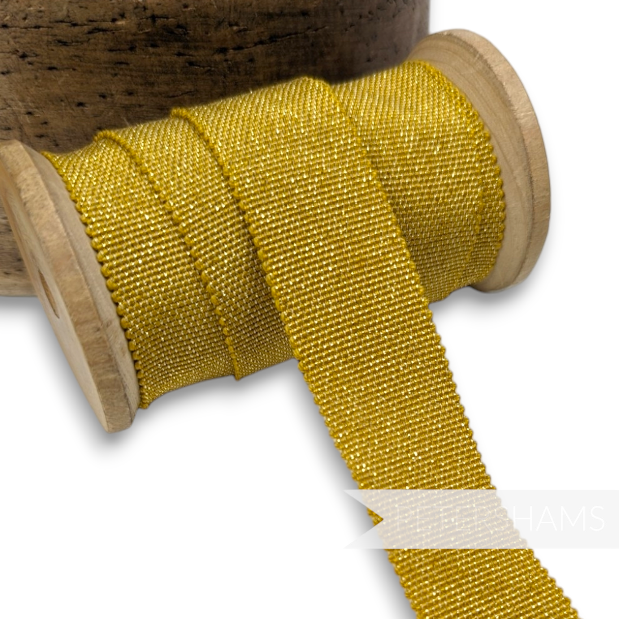 25mm No.5 Gold Metallic Lurex Millinery Petersham Hat Ribbon - 1m