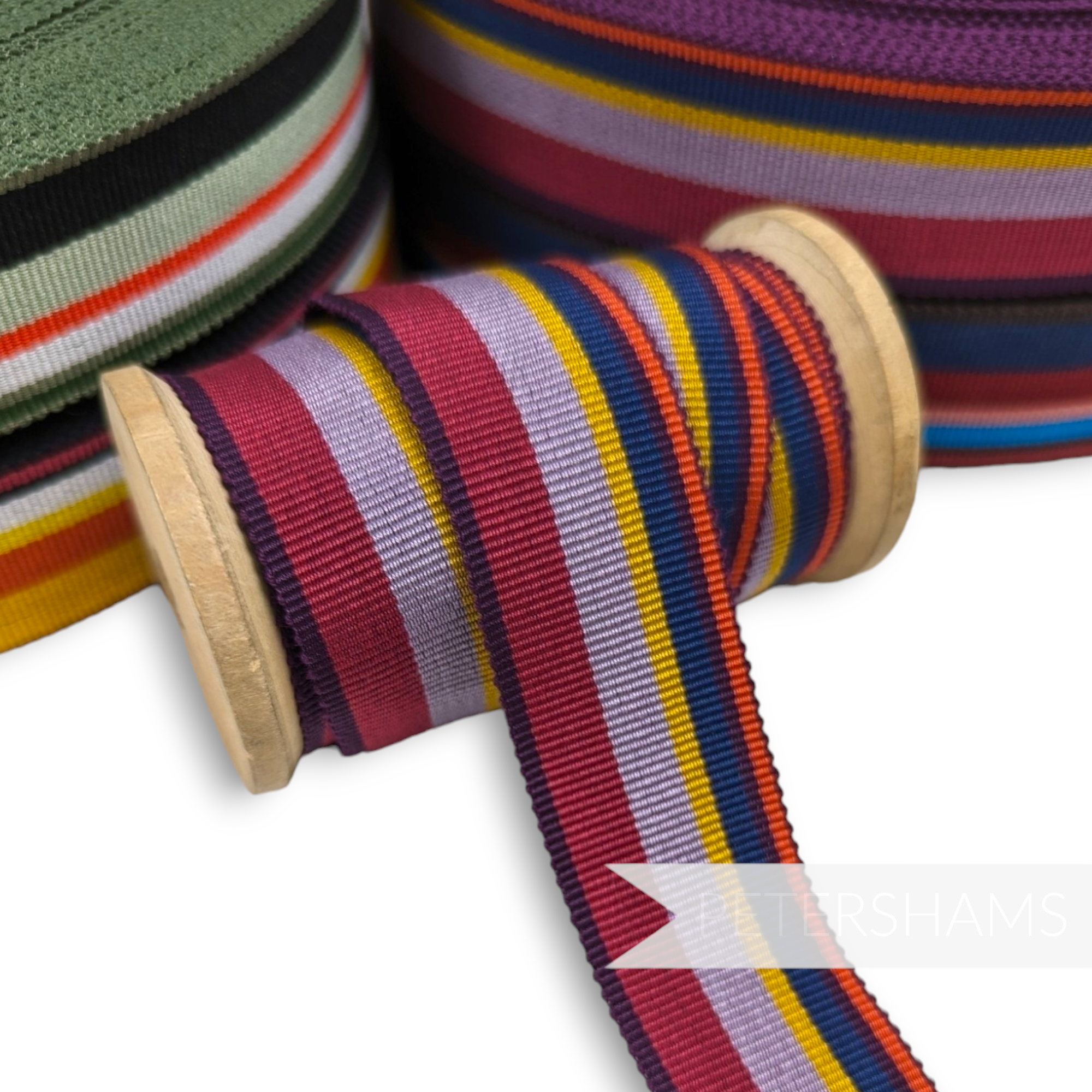 30mm Classic Striped Millinery Petersham Hat Ribbon - 1m