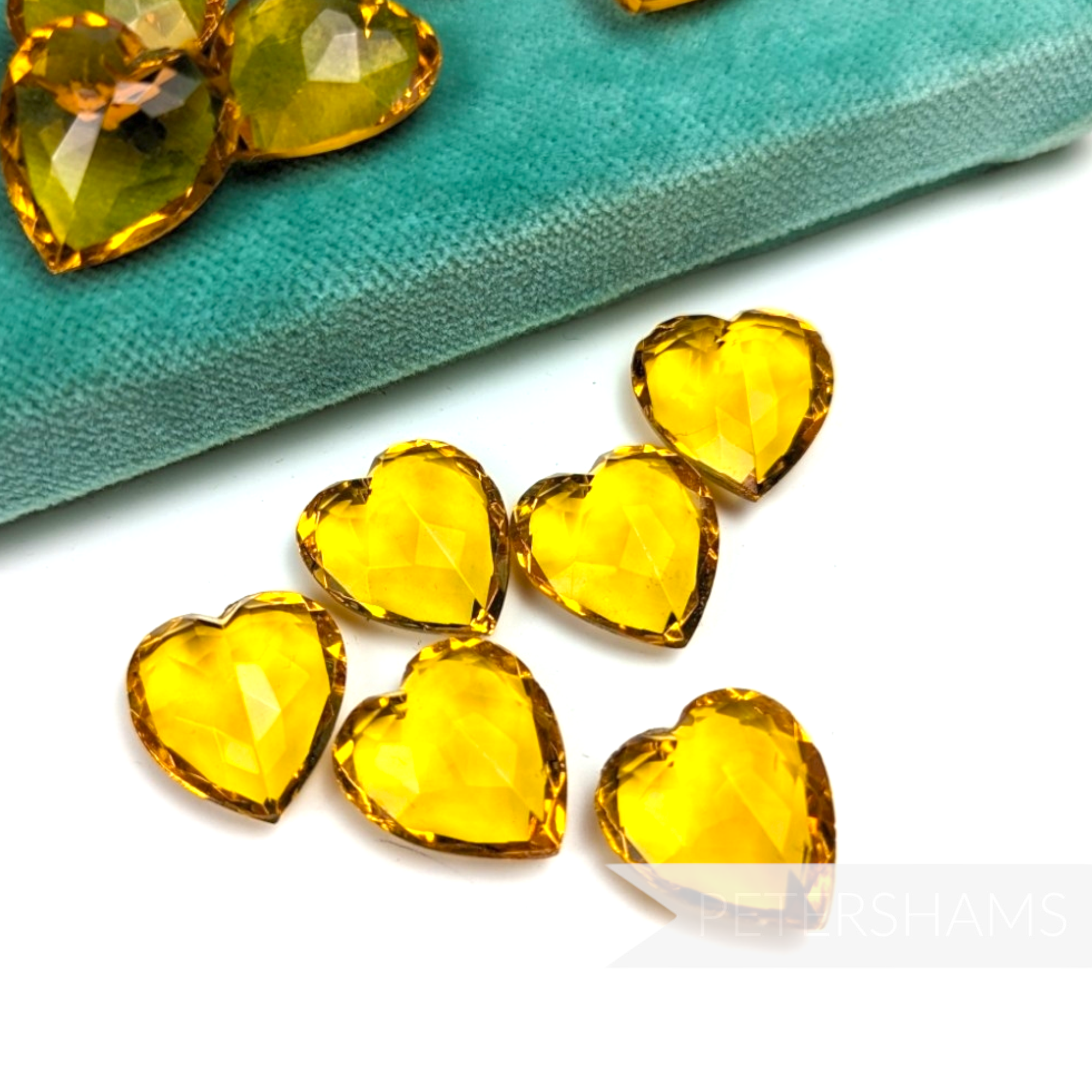 20x19mm Vintage German Coloured Glass Hearts Imitation Stones