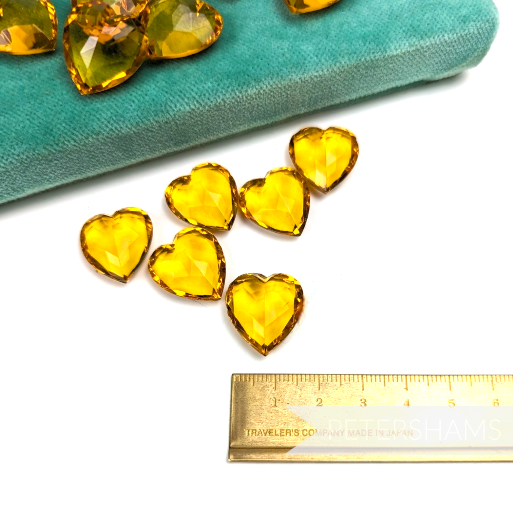 20x19mm Vintage German Coloured Glass Hearts Imitation Stones