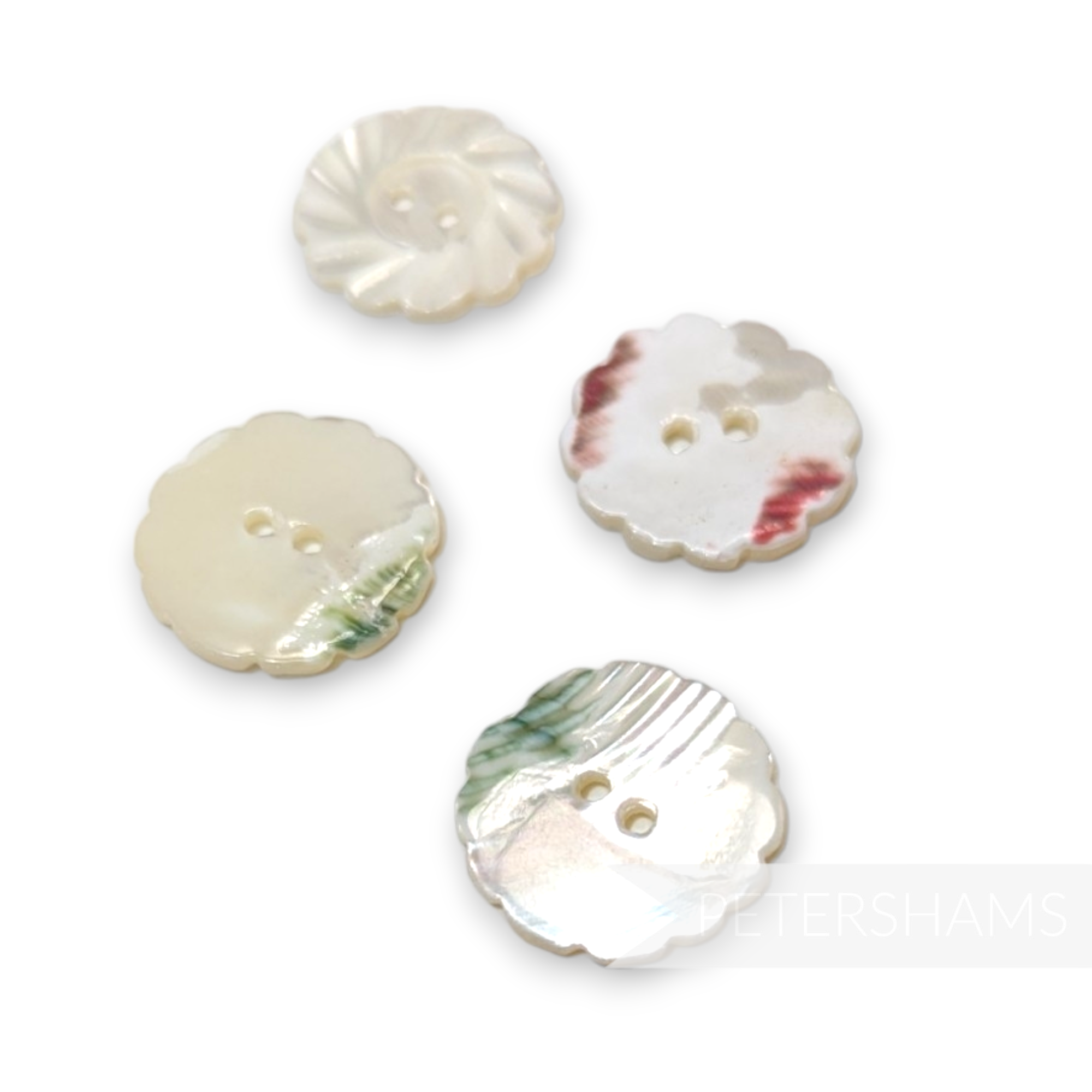 Vintage 18mm Mother of Pearl Hand-Carved Buttons - Swirl