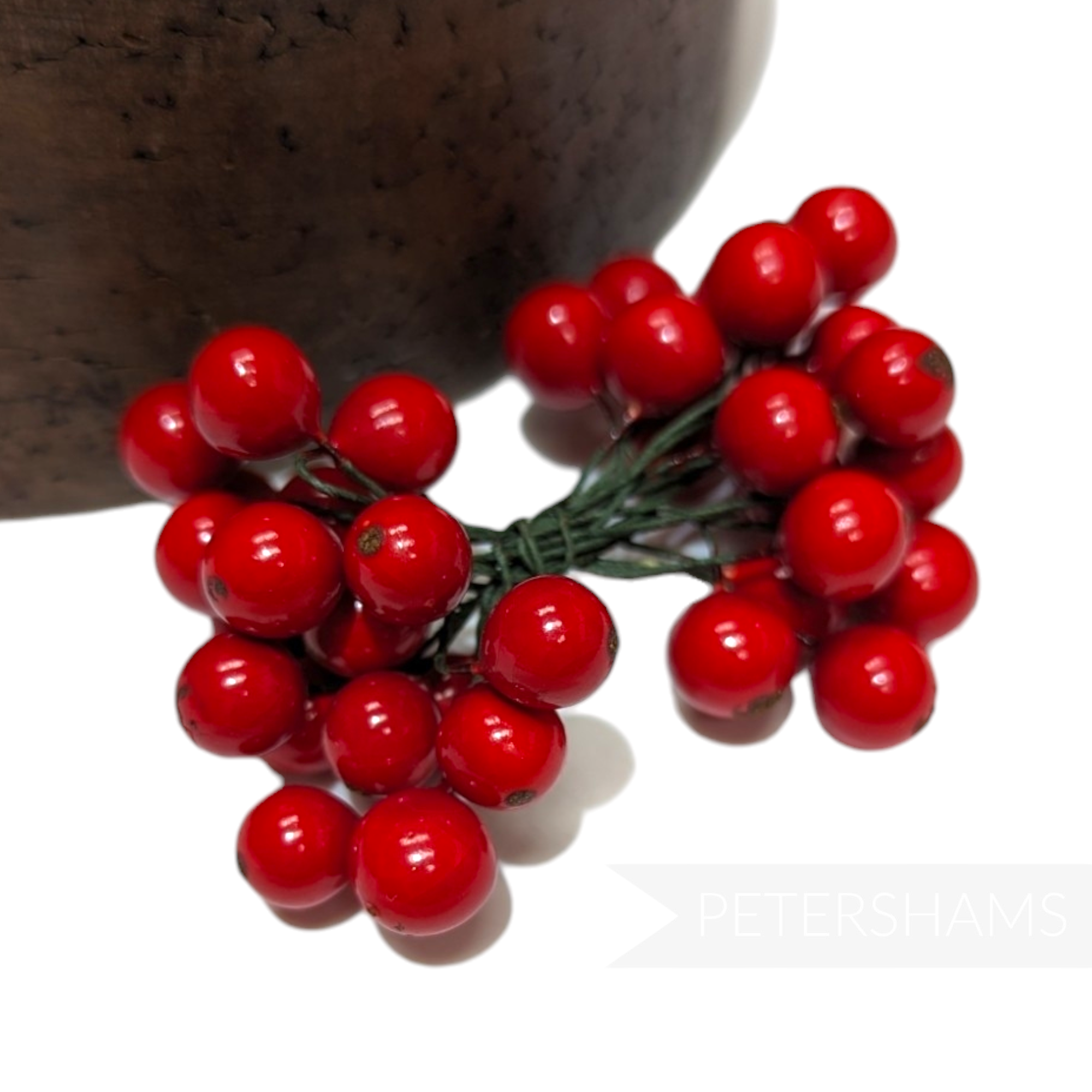 'Philip' Vintage 1950's Double-Ended & Wired Ceramic Red Berry Stamens