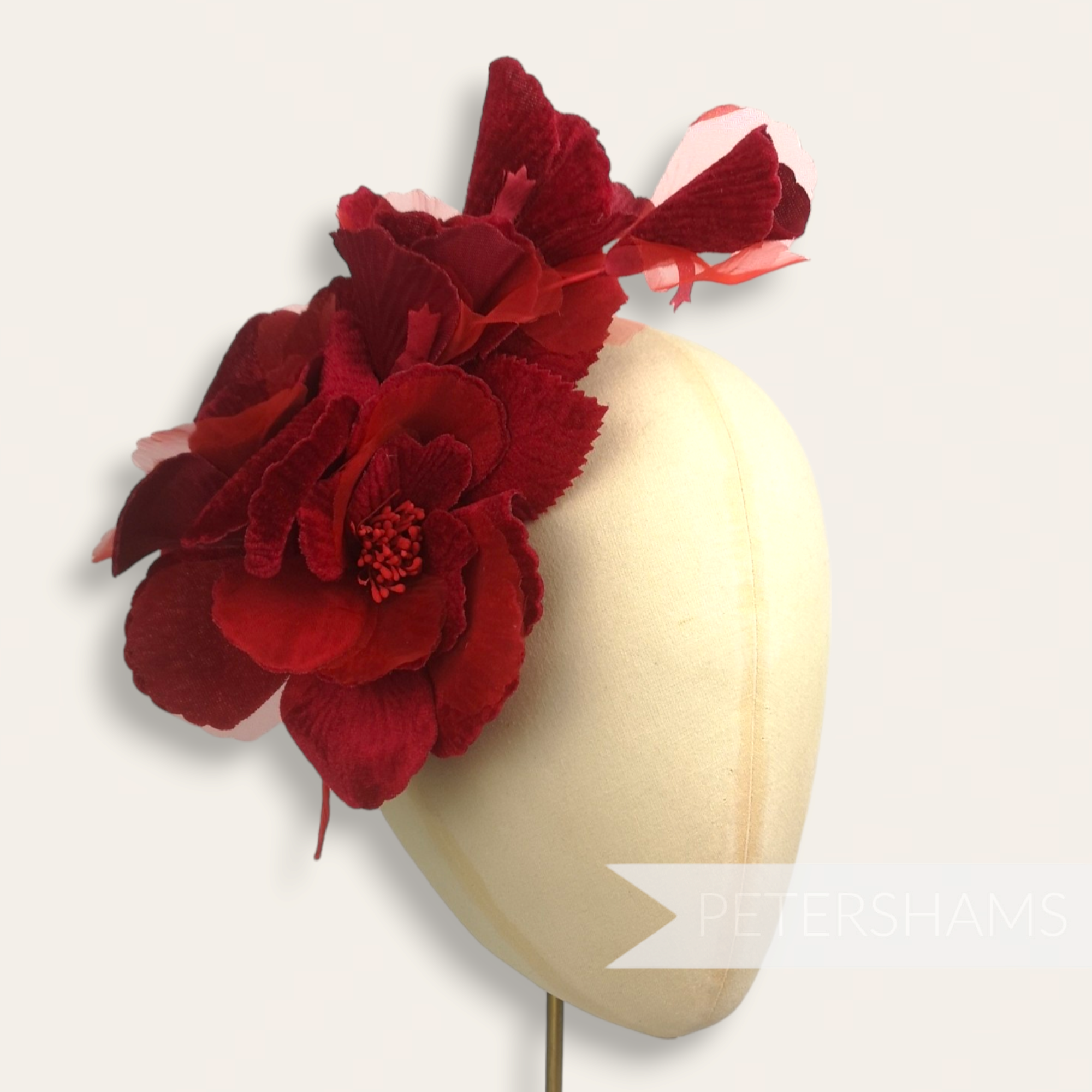 'Josie' Large 20cm Velvet & Organza Millinery Flower Hat Mount