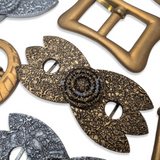 SALE - 10 Assorted Metallic Mixed Material Costume Buckles