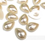 15x11mm Vintage 1970's Domed Teardrop Flat-Back Faux Pearls - 36 Pieces