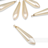 35mm Vintage 1980's Long Teardrop Faux Pearl with Metal Loop - 12 Pieces