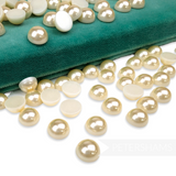 11mm Vintage 1970's Round Domed Flat-Back Faux Pearls - 72 Pieces