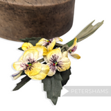 'Brent' Vintage Velvet Pansy Wired Millinery Flower Bunch