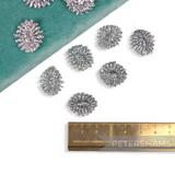 Miniature Vintage Silver Swiss Metallic Flower Burst Motifs - Pack of 10