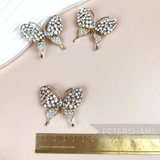 3 Gold Metal Butterfly Brooch Pins covered in Set Diamante