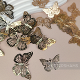 Lot of 26 Gold Metal Filigree Butterfly Elements - Big Medium Mix