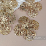 Large 7cm Filigree Shaped Gold Flower - 1 Piece