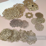 30 Pieces Laser Cut Fabric Motifs - Gold Glitter