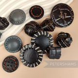 13 Leather Buttons - Browns & Greys