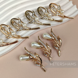 Gold, Pearl and Diamante Brooch Pins - Set of 9