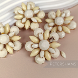 4 Imperfect Gem Set Flower Brooches  - Ivory & Cream