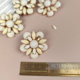 4 Imperfect Gem Set Flower Brooches  - Ivory & Cream