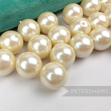 16mm Deep Ivory Vintage Acrylic 2 Hole Round Faux Pearls - 36 Pieces