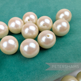 16mm Deep Ivory Vintage Acrylic 2 Hole Round Faux Pearls - 36 Pieces